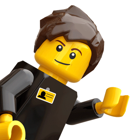 waving lego minifigure with cool sunglasses